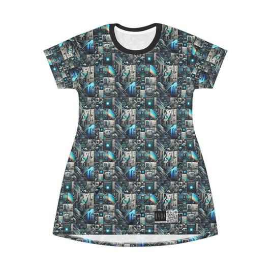 Tech-Infused Futurism Sleek Tech Edge T-Shirt Dress - 8404 Design-48