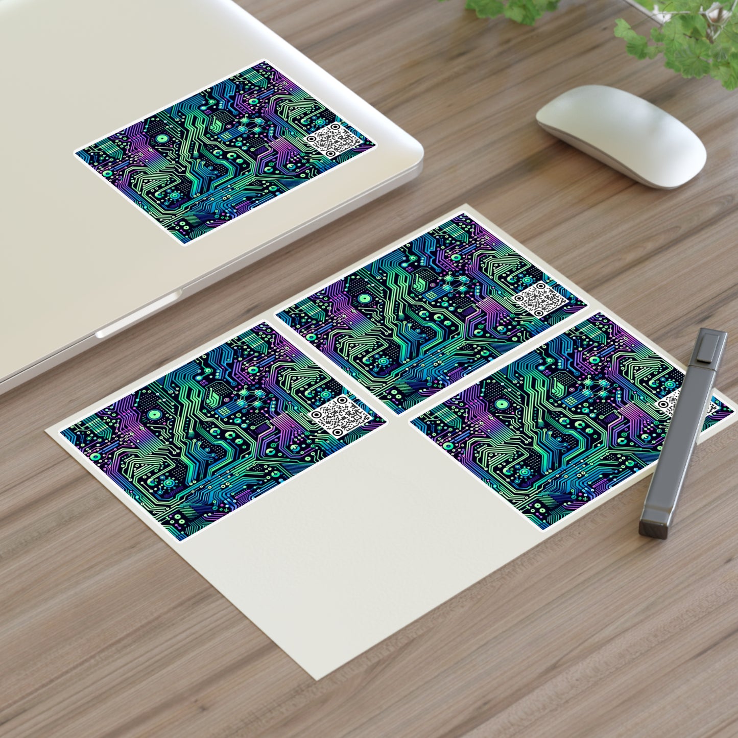 Tech-Infused Neon Tech-Forward Streetwear Sticker Sheets - 8404 Design-66