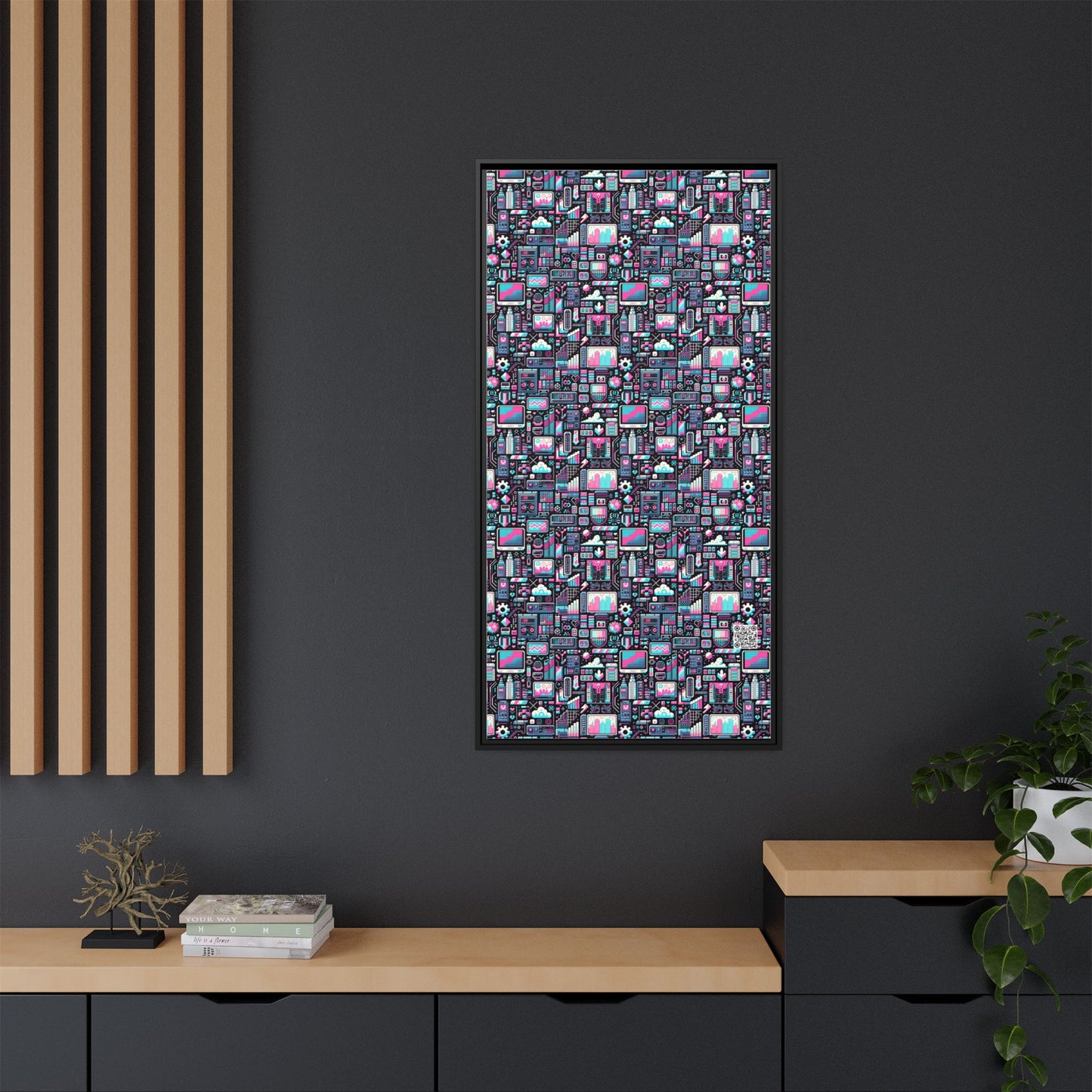 Digital Rebellion Youthful Streetwear with a Rebellious Digital Twist Matte Canvas, Framed (multi-color) - 8404 Design-71 B