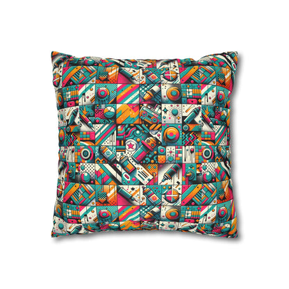 Graffiti Fusion Modern Street Art Fusion Spun Polyester Square Pillowcase - 8404 Design-58