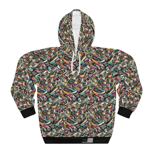 Urban Graffiti Fusion Eclectic Street Art Meets Modern Tech Culture Pullover Hoodie - 8404 Design-55