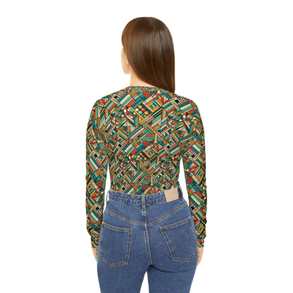 Abstract Graphic Art Modern Artistic Expression Women's Long Sleeve V-Neck Shirt - 8404 Design-67