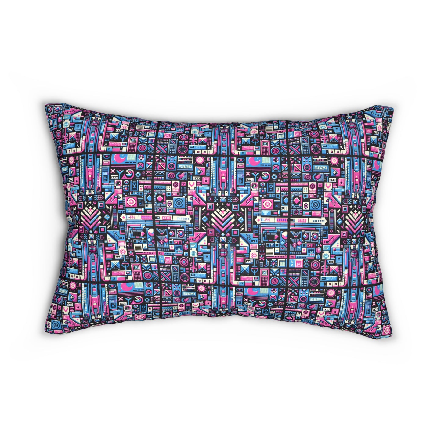 Digital Rebellion Youthful Streetwear with a Rebellious Digital Twist Spun Polyester Lumbar Pillow - 8404 Design-65 B