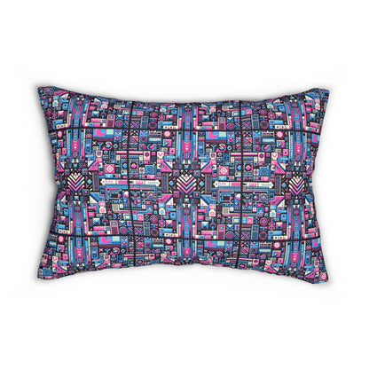Digital Rebellion Youthful Streetwear with a Rebellious Digital Twist Spun Polyester Lumbar Pillow - 8404 Design-65 B