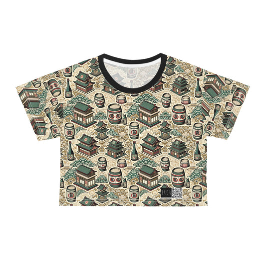 Cultural Artisanal Fusion Contemporary Cultural Elegance Crop Tee - 8404 Design-68