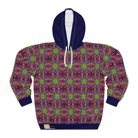 8404's Unisex Adult "Flowers of Acid in Dark Blue" Fashion Pullover Hoodie