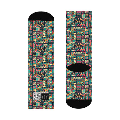 Skate Culture Revival Urban Retro Cool Cushioned Crew Socks - 8404 Design-61