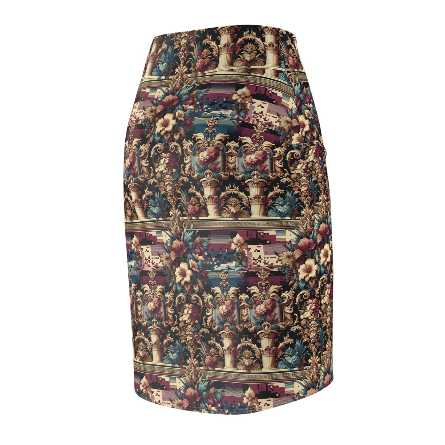 Digital Renaissance Modern Baroque Fusion Women's Pencil Skirt - 8404 Design-58