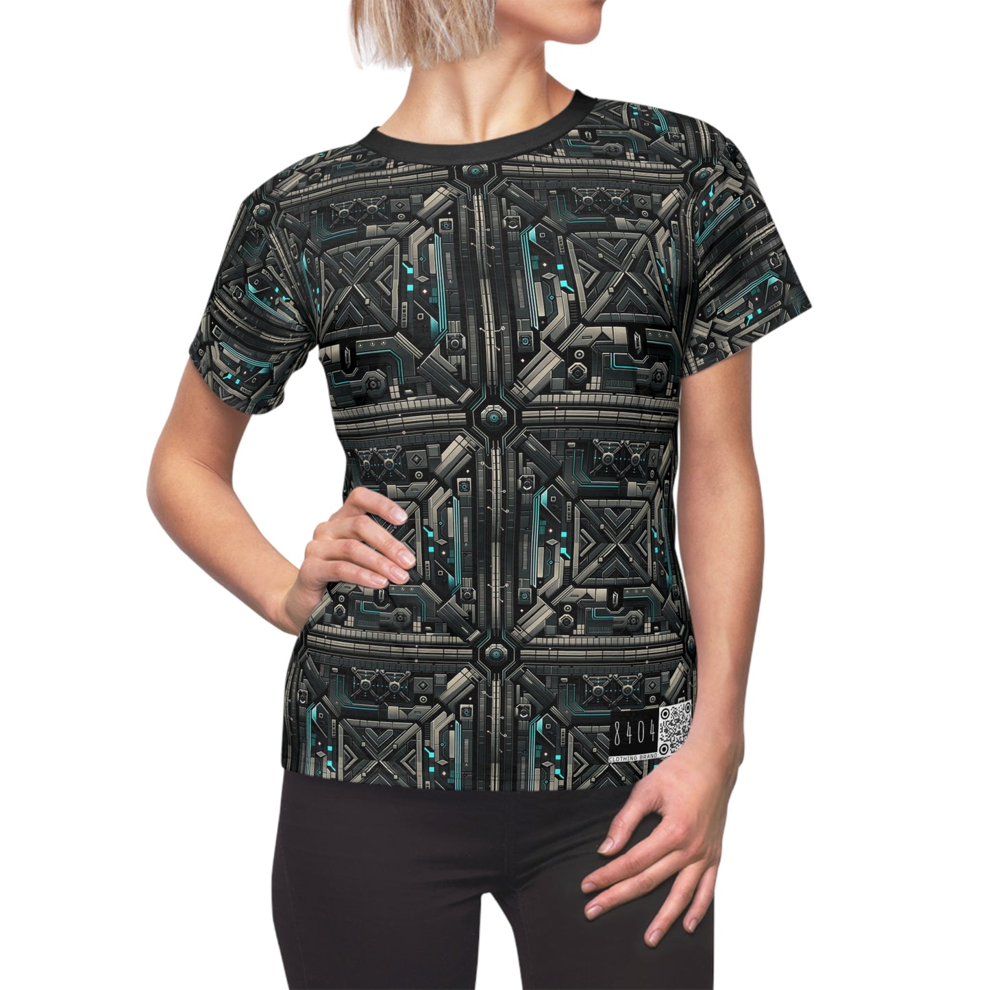 Tech Noir Futuristic Tech Aesthetic with a Dark Twist Women's Cut & Sew Tee - 8404 Design-59