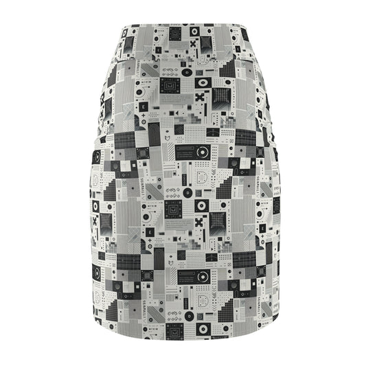 Digital Minimalism Minimalist Tech Women's Pencil Skirt - 8404 Design-50