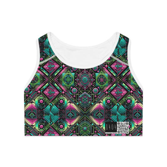 Tech-Infused Graphics Tech-Forward Streetwear Sports Bra - 8404 Design-45