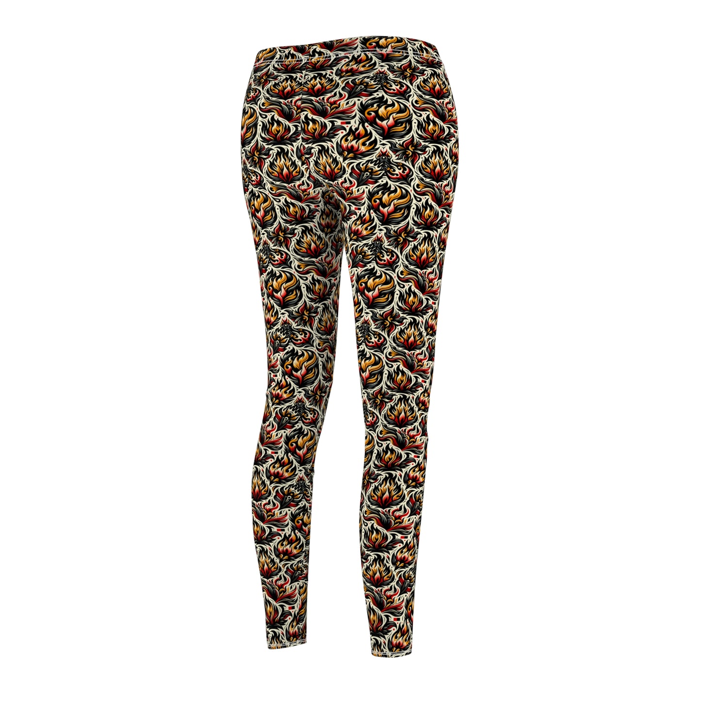 Fire & Flames Bold Streetwear Statement Women's Cut & Sew Casual Leggings - 8404 Design-57