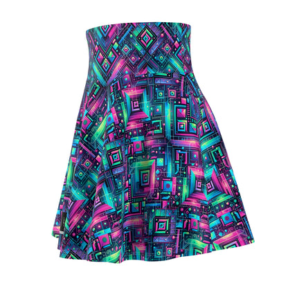 Tech-Infused Graphics Tech-Forward Streetwear Women's Skater Skirt - 8404 Design-52