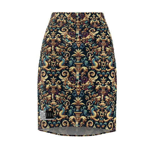 Digital Renaissance Modern Baroque Fusion Women's Pencil Skirt - 8404 Design-57