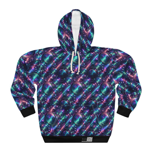 Iridescent Tech Fusion Tech-Forward Streetwear Pullover Hoodie - 8404 Design-51