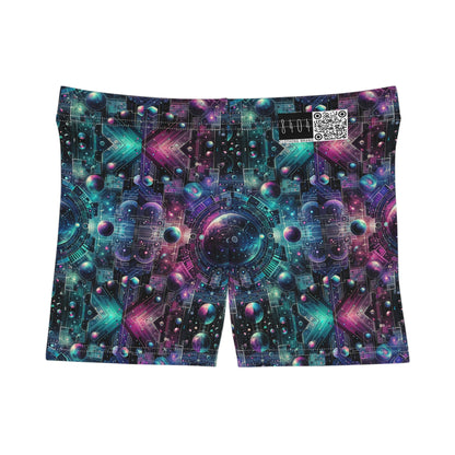 Galactic Hues Tech-Forward Cosmic Fusion Women's Shorts - 8404 Design-59