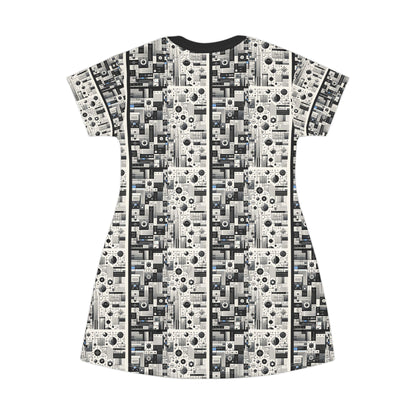 Digital Minimalism Minimalist Tech T-Shirt Dress - 8404 Design-66