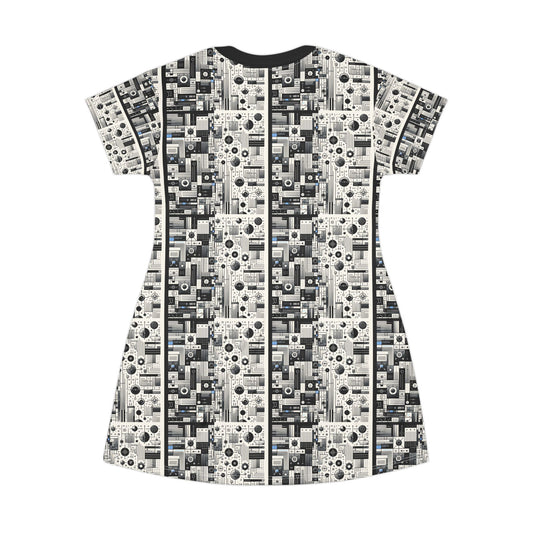 Digital Minimalism Minimalist Tech T-Shirt Dress - 8404 Design-66