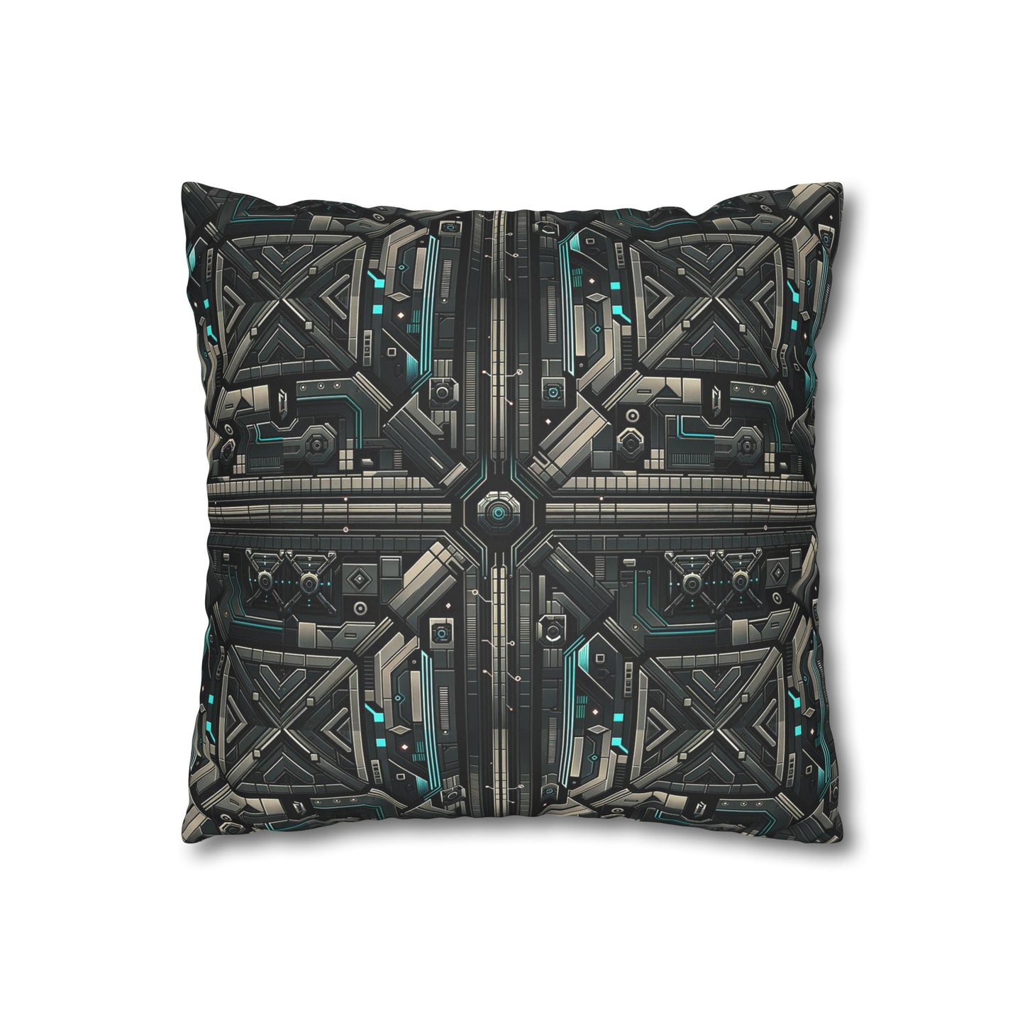 Tech Noir Futuristic Tech Aesthetic with a Dark Twist Faux Suede Square Pillowcase - 8404 Design-59