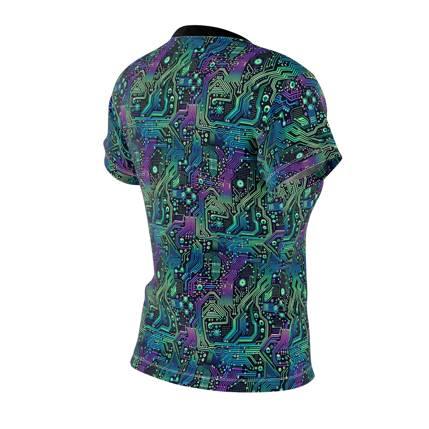 Tech-Infused Neon Tech-Forward Streetwear Women's Cut & Sew Tee - 8404 Design-66