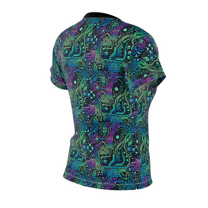 Tech-Infused Neon Tech-Forward Streetwear Women's Cut & Sew Tee - 8404 Design-66