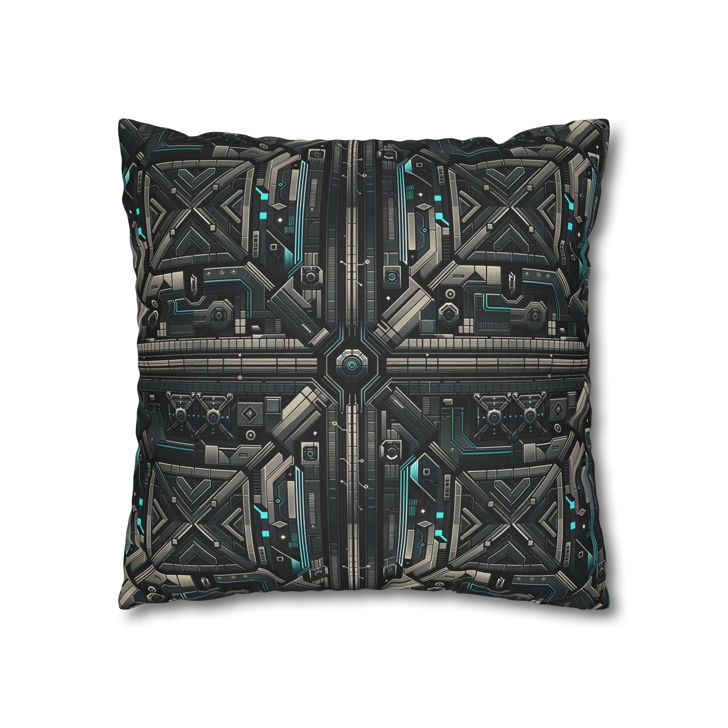 Tech Noir Futuristic Tech Aesthetic with a Dark Twist Spun Polyester Square Pillowcase - 8404 Design-59