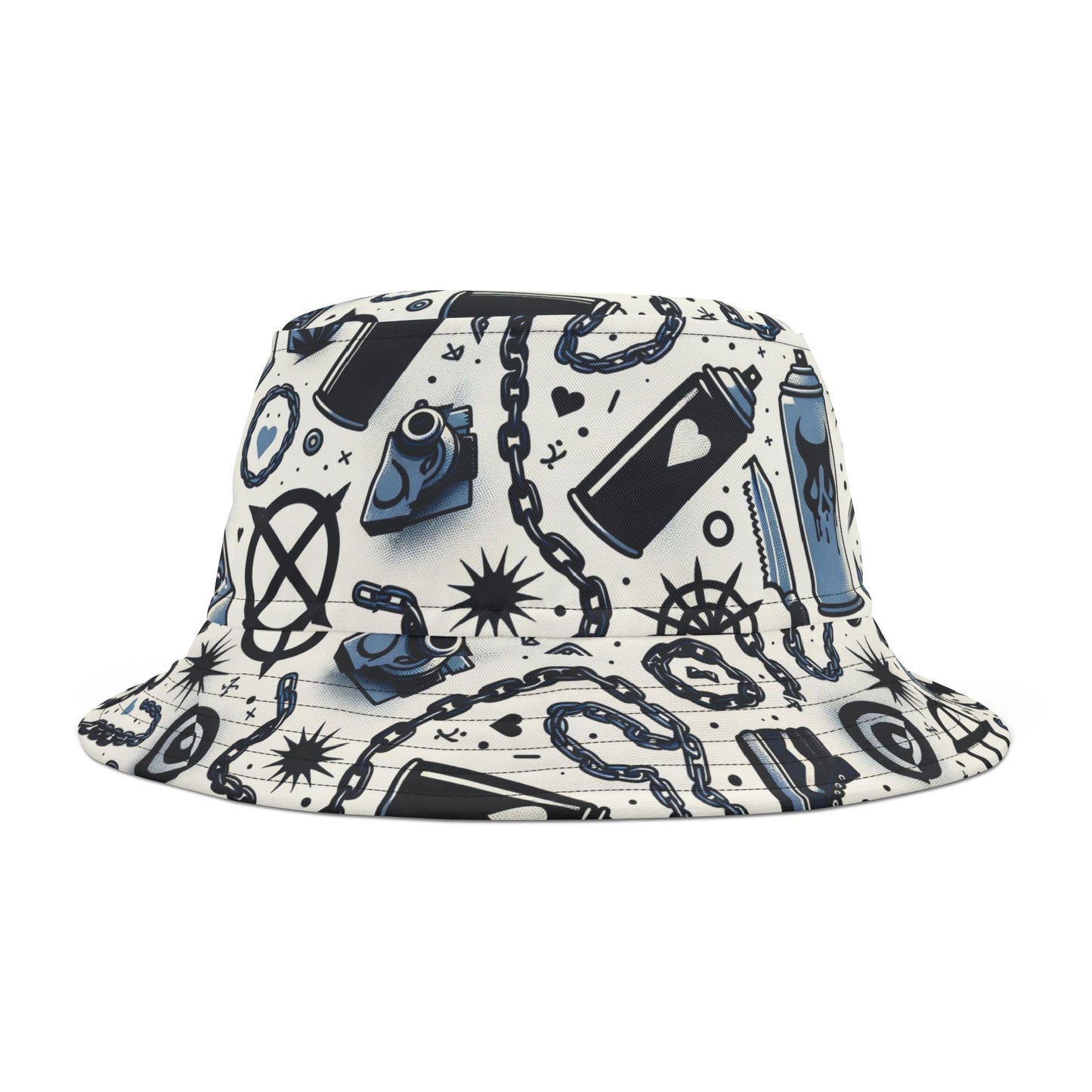Cultural Rebellion Graphics Edgy and Rebellious With a Hint of Nostalgia Bucket Hat - 8404 Design-57