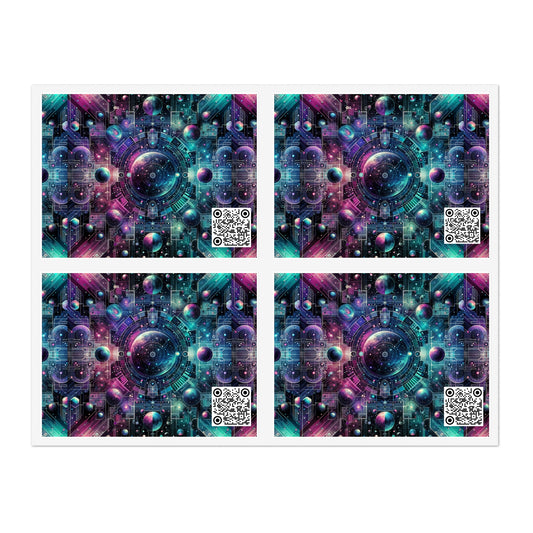 Galactic Hues Tech-Forward Cosmic Fusion Sticker Sheets - 8404 Design-59