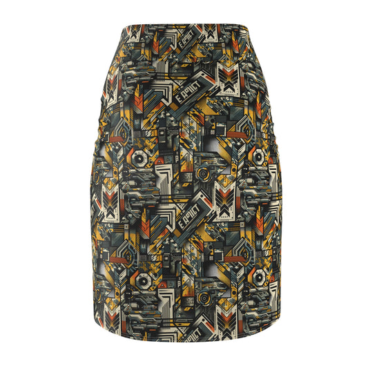 Digital Punk Futuristic Grunge Women's Pencil Skirt - 8404 Design-49