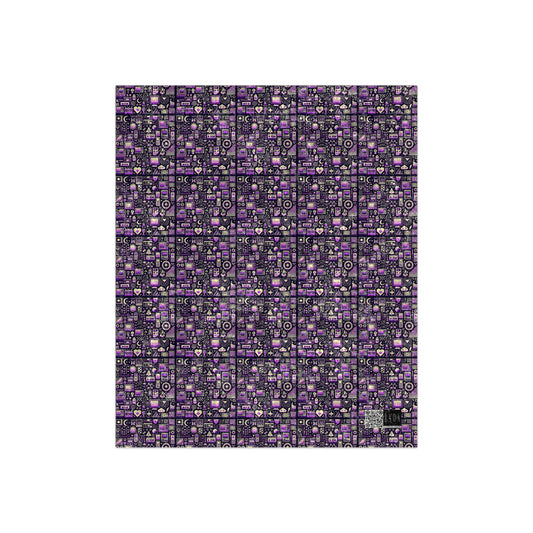 Digital Nostalgia Remix Modern Vintage Fusion Crushed Velvet Blanket - 8404 Design-54