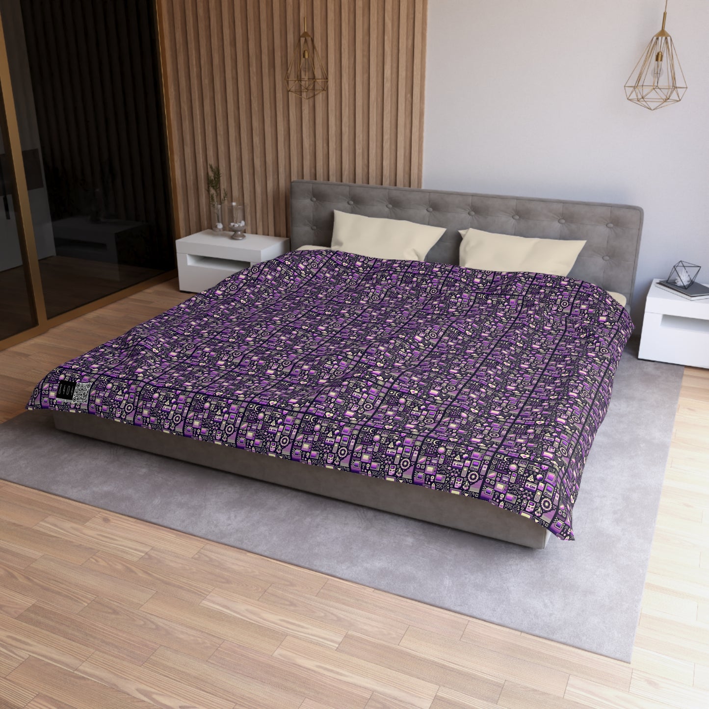 Digital Nostalgia Remix Modern Vintage Fusion Microfiber Duvet Cover - 8404 Design-54