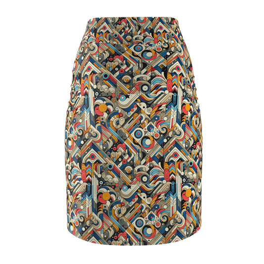 Abstract Graphic Art Modern Artistic Expression Women's Pencil Skirt - 8404 Design-62