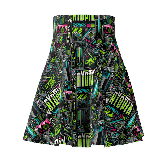 Tech-Forward Graphics Tech-Inspired Streetwear Women's Skater Skirt - 8404 Design-46