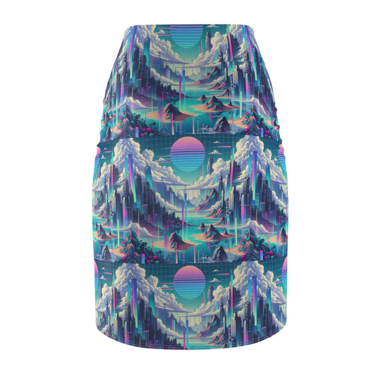 Digital Dreamscapes Digitally-Inspired Streetwear With a Dreamy, Surreal Twist Women's Pencil Skirt - 8404 Design-53