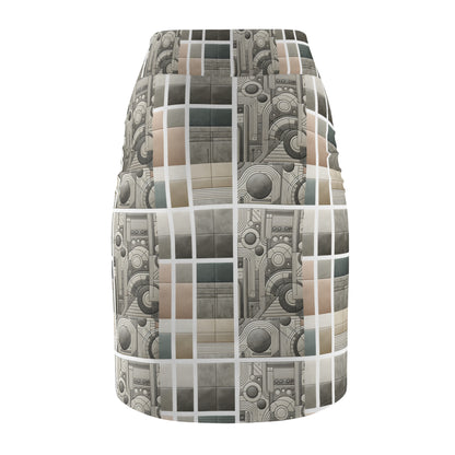 Tech Utility Chic Tech-Forward Minimalist Women's Pencil Skirt - 8404 Design-59