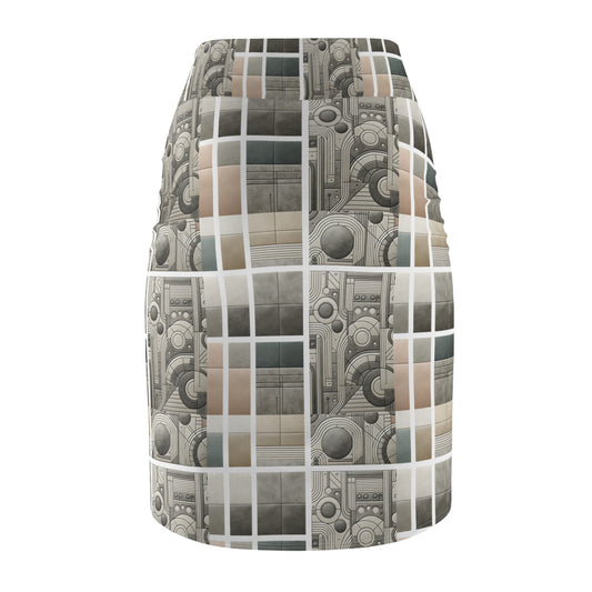 Tech Utility Chic Tech-Forward Minimalist Women's Pencil Skirt - 8404 Design-59