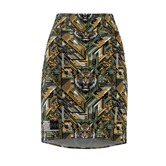 Neo-Camo Fusion Tech-Forward Streetwear Women's Pencil Skirt - 8404 Design-58