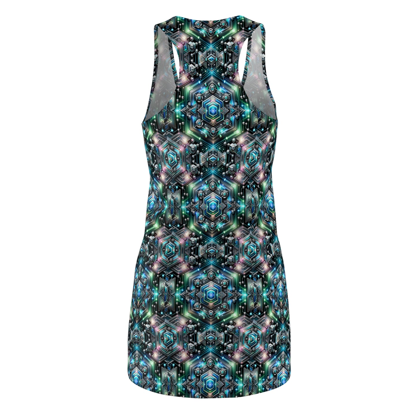 Tech-Infused Futurism Futuristic Tech Women's Cut & Sew Racerback Dress - 8404 Design-63