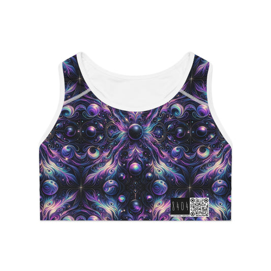 Galactic Hues Tech-Forward Cosmic Fusion Sports Bra - 8404 Design-41