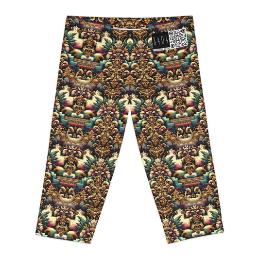 Digital Renaissance Modern Baroque Fusion Women's Capri Leggings - 8404 Design-60