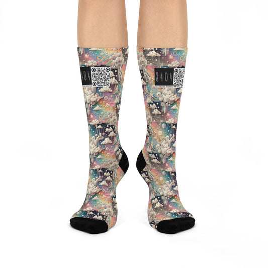 Digital Dreamland Whimsical and Nostalgic Streetwear With a Digital Twist Cushioned Crew Socks - 8404 Design-52