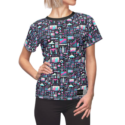 Digital Rebellion Youthful Streetwear with a Rebellious Digital Twist Women's Cut & Sew Tee - 8404 Design-71