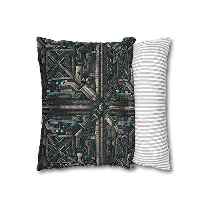 Tech Noir Futuristic Tech Aesthetic with a Dark Twist Spun Polyester Square Pillowcase - 8404 Design-59
