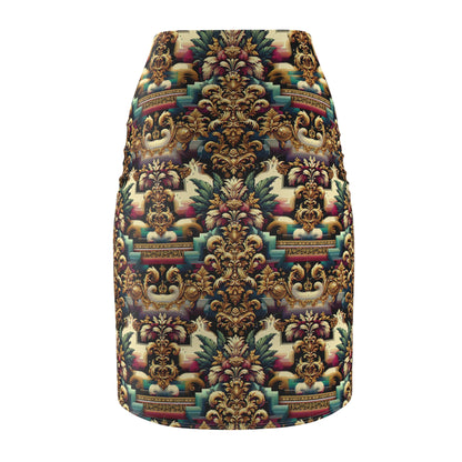 Digital Renaissance Modern Baroque Fusion Women's Pencil Skirt - 8404 Design-60