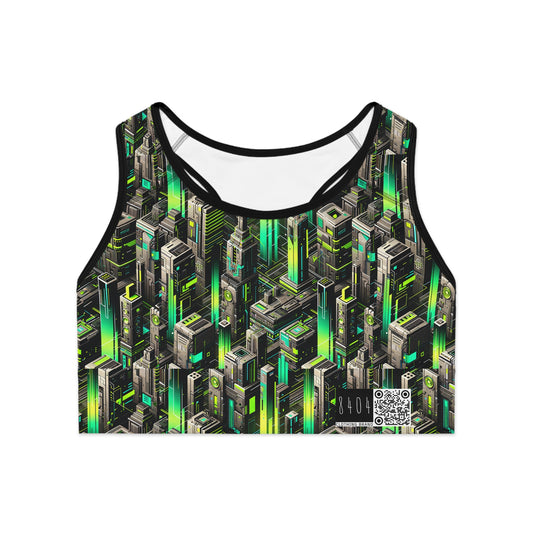 Digital Rebellion Tech-Forward Streetwear Sports Bra - 8404 Design-63