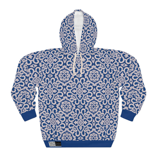 8404 Unisex Adult's "Elegant Mosaic" Fashion Pullover Hoodie in Royal Blue