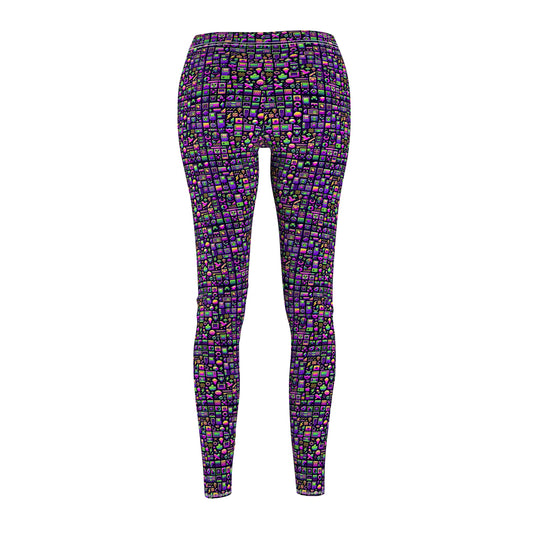 Digital Nostalgia Remix Modern Vintage Fusion Women's Cut & Sew Casual Leggings - 8404 Design-49