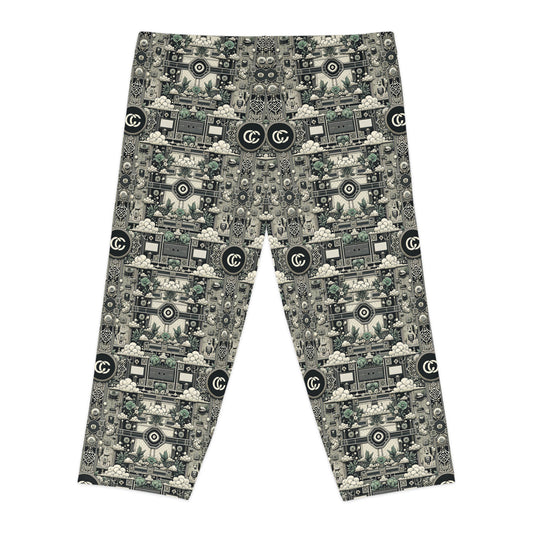 Cyber Garden Party Tech Garden Extravaganza Women's Capri Leggings - 8404 Design-54