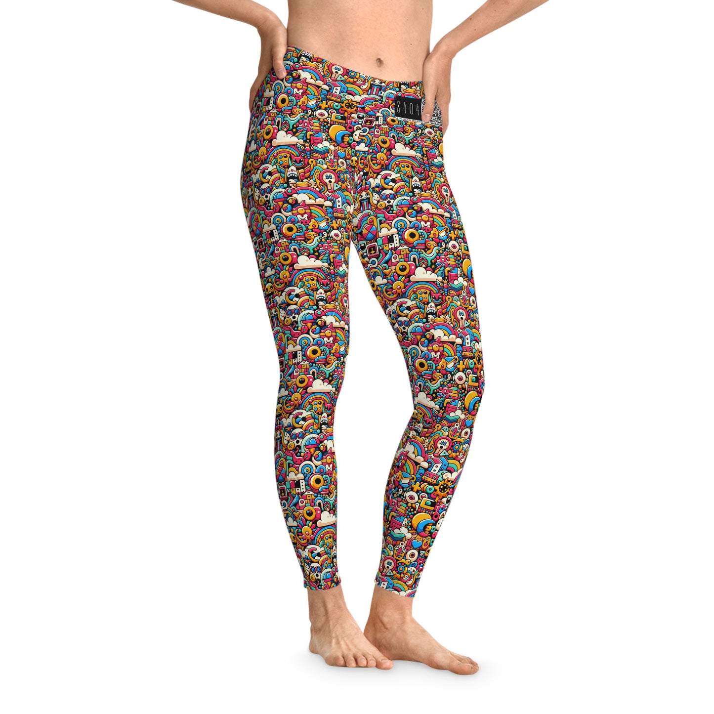 Neon Pop Playful Pop Culture Mashup Stretch Leggings - 8404 Design-62
