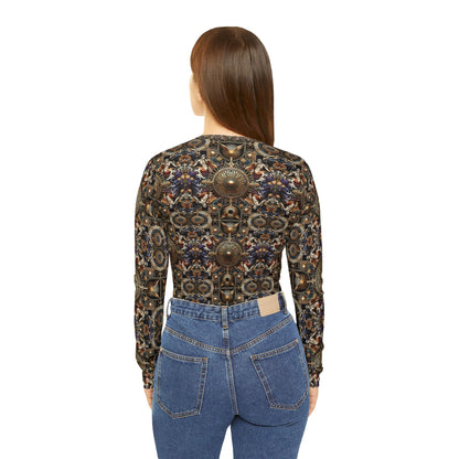 Digital Renaissance Luxurious Streetwear Inspired By Classical Art With a Modern Twist Women's Long Sleeve V-Neck Shirt - 8404 Design-55